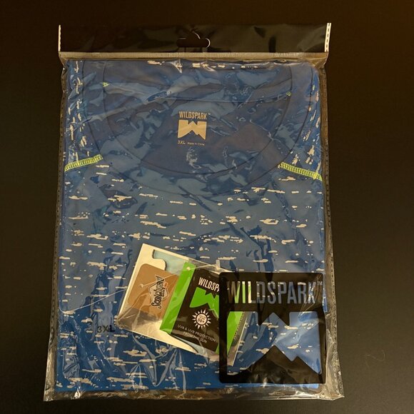 Wildspark Mens Performance T-Shirt Size 3XL Blue Reflective Short Sleeve NEW - Picture 2 of 8